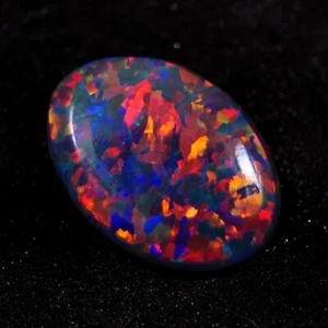 Schwarzer Seidenfeueropal Cabochon 16x12 mm 4,40 kt AAA + australischer loser Edelstein - Bild 1 von 6
