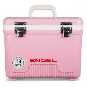 ENGEL 13 Quart Compact Durable Ultimate Leak Proof Outdoor Dry Box Cooler, Pink
