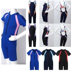 Girls Boys Swimsuits Short Sleeve Beachwear Kids UV Sun Protection Bathing Suits - Picture 1 of 71