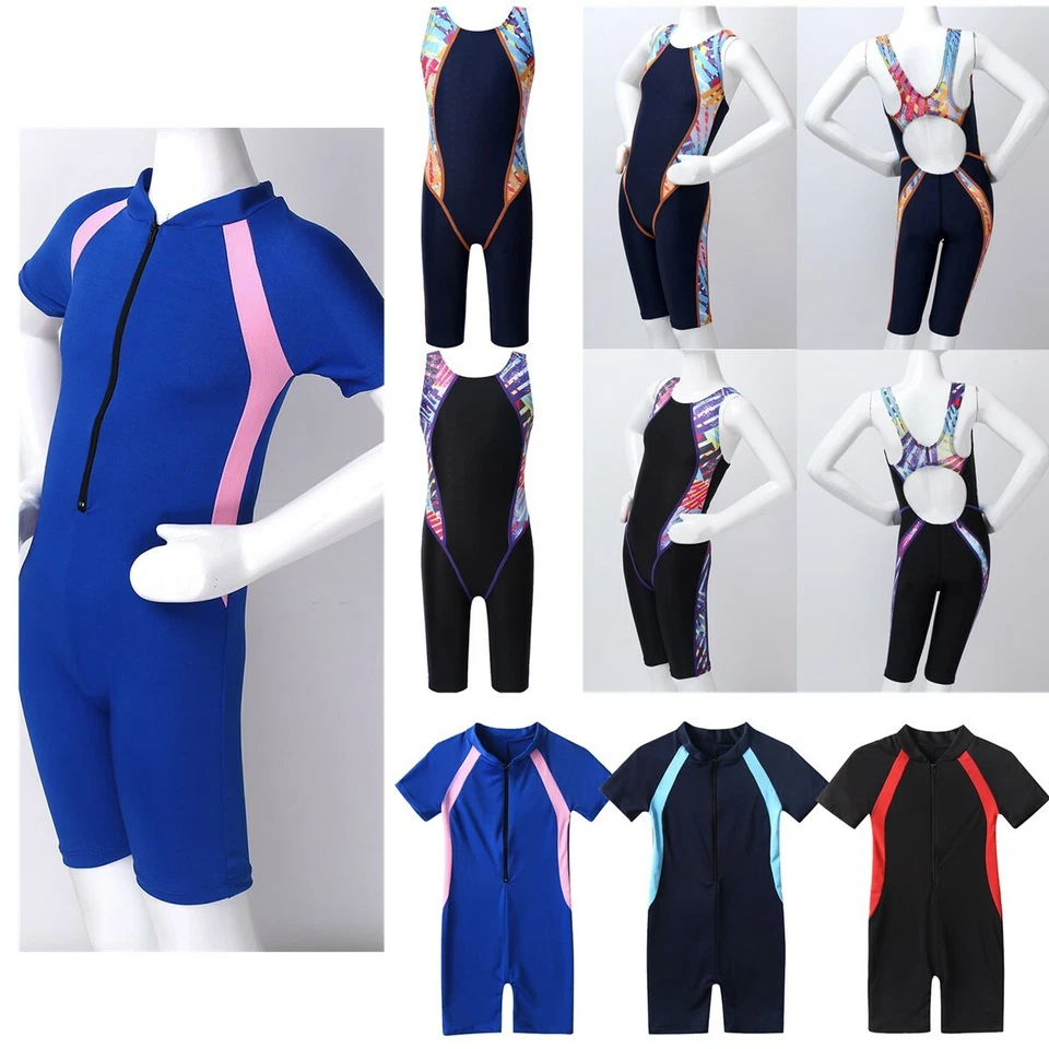 Girls Boys Swimsuits Short Sleeve Beachwear Kids UV Sun Protection Bathing Suits - Image 1 of 1