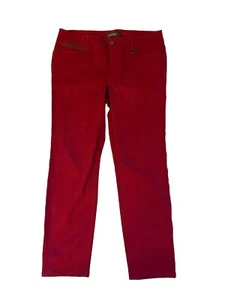 Lauren by Ralph Lauren cotton red pants with leather and horseshoe detail sz 14 - Picture 1 of 11