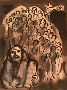 Marc Chagall "Moses and His People" Original Steinlithographie Limited Ed. 1973 - Bild 1 von 7