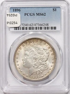 1896 Morgan Dollar Silver Stunning Toning PCGS MS62 PI0254 - Picture 1 of 2