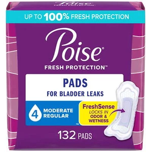 Incontinence Pads for Women, 4 Drop Moderate Absorbency, Regular Length, 132 Ct - Picture 1 of 13
