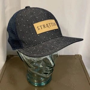STRATTON Blue Beige Polkadot Mesh Back Snap Back Hat One Size - Picture 1 of 6