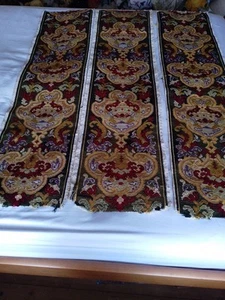 Antique French /English Wool Needlepoint Matching Panels x 3. 116 x 30 cm Each. - Picture 1 of 7