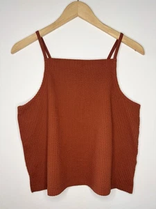 MADEWELL Canotta corta da donna in maglia a costine grembiule con spalline argilla SM Cottage Core - Foto 1 di 4