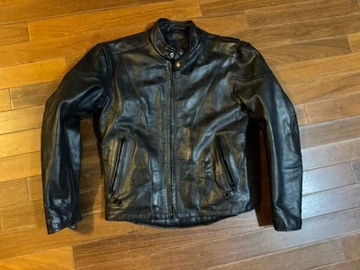 Chaqueta de cuero River Road para hombre negra talla 38 motociclista motocicleta acolchada vintage Foto 1 de 4