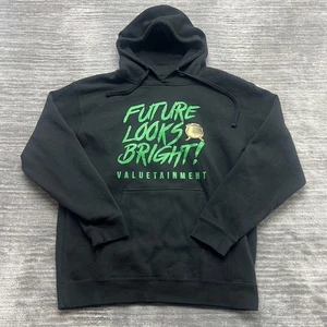 Future Looks Bright Hoodie Size L Adult Valuetainment Hooded Sweatshirt Black - Picture 1 of 7