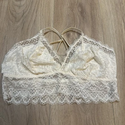Soma Embraceable Lace Bralette Bra XXL Wireless Pullover White Romantic Sexy - Image 1 of 4
