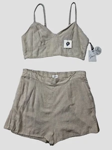 2 Stk. Japna Crop Tank verstellbare Träger mit transparenten Shorts Set creme Größe XL - Bild 1 von 7