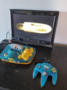 Nintendo 64 Pokemon Pikachu Console Blue x Yellow Limited Tested  - Picture 1 of 6