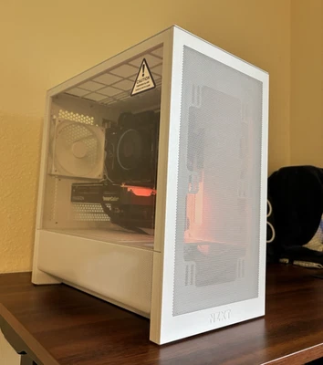 Desktop Computer Gaming PC New- 14400, 9060XT, 32GB, 2TB SSD, NZXT H3 Flow White - Image 1 of 4