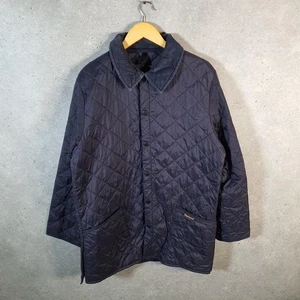 Barbour Quilted Liddeddale Jacket Mens Medium Navy Blue Hunting Padded Collar - Picture 1 of 8