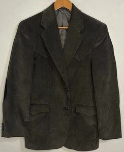 Vintage Circle S Western Blazer Jacket Mens Corduroy Dark Gray Size 38R - Picture 1 of 13