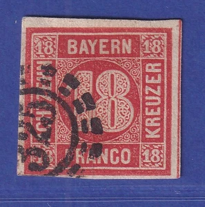 Bayern 18 Kreuzer zinnober Mi.-Nr. 13 gestempelt mit OMR 325 München - Picture 1 of 2