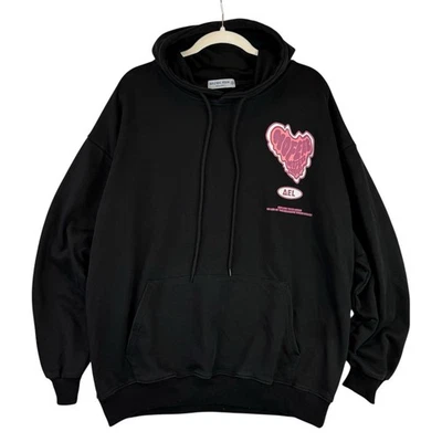 Aelfric Eden Hoodie Adult M No Fear Black Puff Print Graphic Terry Knit Pink - Image 1 of 4