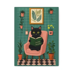 Skurrile Katze Kunstdruck, Wohndeko, Katzenliebhaber Geschenk, Haustier Thema Wandkunst 9x12 - Bild 1 von 5
