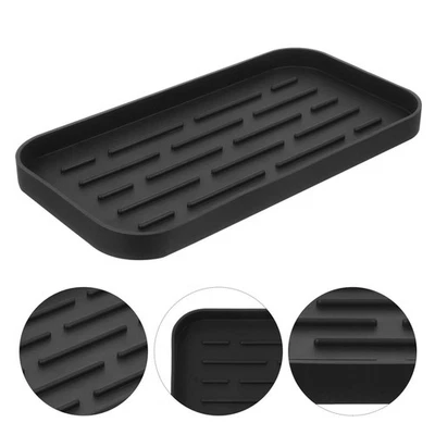 Kitchen Dish Drying Mat Scrubber Spoon Holder Dishwashing Accessories (Black) - Image 1 of 4