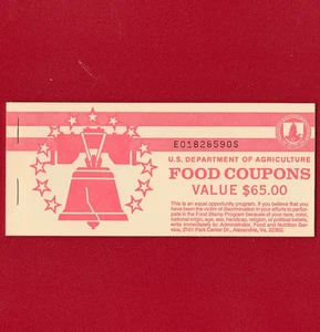 FOOD STAMP COUPON USDA FULL BOOK GEM 2000 $65.00 E01828590S M/C J SCRIP TOKEN - Picture 1 of 5