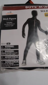 Boys M (8) Lights Up Stick Figure Hooded Bodysuit Halloween Costume NIP - Picture 1 of 4
