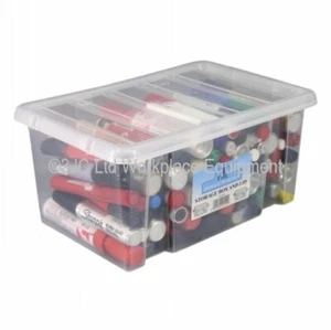 NEW Pack Of 5 British Made 8 Litre Clear Plastic Storage Boxes Box With Lids - Picture 1 of 3