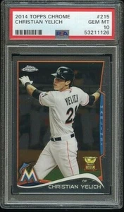 2014 TOPPS CHROME #215 CHRISTIAN YELICH ALL STAR ROOKIE MIAMI MARLINS PSA 10 - Picture 1 of 1