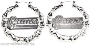 60072 Game Over Silver Colored Earrings Sourpuss Hoops Alloy Heavy Duty Punk - Bild 1 von 1