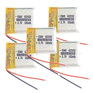 5 x Stück 3,7V 180mAh Lipo Akku für MP3 Bluetooth Kopfhörer 602020 - Bild 1 von 6