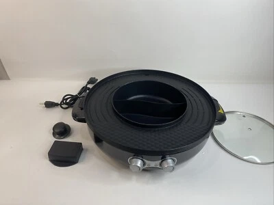 Electric Grill Hot Pot 2200W 2 In 1 Smokeless Indoor BBQ Grill Shabu Non-Stick - Image 1 of 4