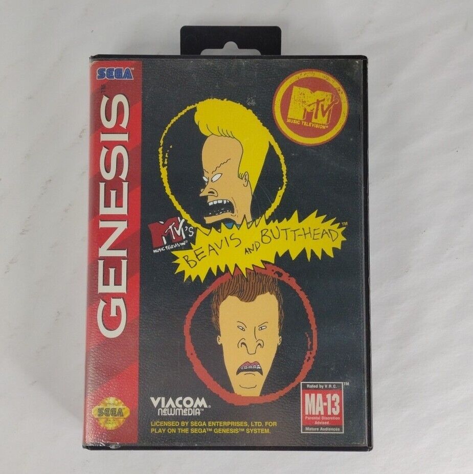 Sega Genesis Mtv Beavis And Butt-Head Tested Works CIB With Poster