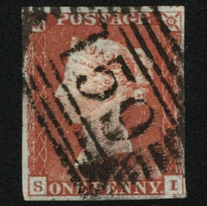 SG8 (BS47) 1d Red Imperf Plate 58 - SI - 4 Margin - Fine - 159 Glasgow - Picture 1 of 2