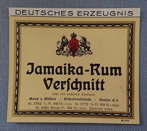 old Rum Label Sample label label Jamaica Label Rum Goetz & Mueller Berlin - Picture 1 of 2