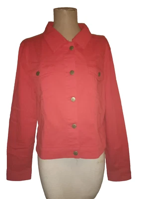 Linda chaqueta con botones de manga larga naranja Metro Blues para dama talla 16P Foto 1 de 2