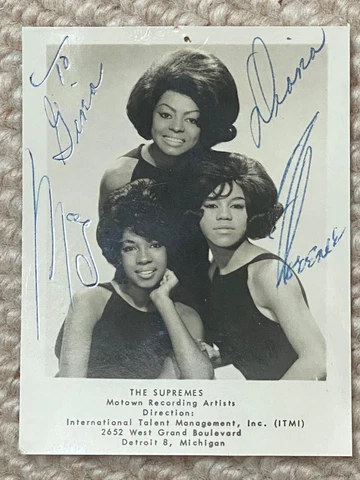 DIANA ROSS & THE SUPREMES - hand SIGNED MOTOWN PHOTO AUTOGRAPH,  VINTAGE 1960s Cover