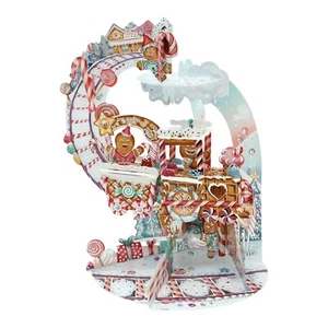 Gingerbread Train Pendulum 3D PopUp Christmas Card Decoration 39x21x17cm Santoro - Picture 1 of 7