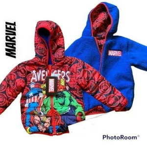 The Avengers Kids Red & Blue Reversible Jacket All Over Print. Size 6 - Picture 1 of 12