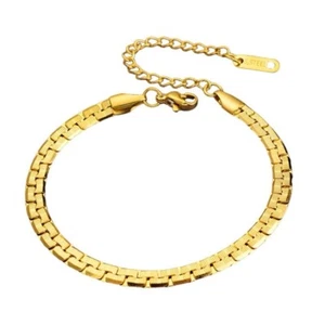 Gold schlichtes Edelstahl Kettenarmband - Bild 1 von 2