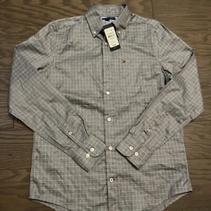 NWT $70 Tommy Hilfiger Mens Gray Plaid Button Down Shirt XS X-Small Cotton NEW - Picture 1 of 12