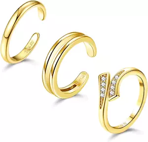 3 STCK. goldgefüllte Zehenringe für Frauen verstellbarer goldener Zehenring - Bild 1 von 8