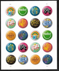 #5919-5928 NEU Pinback Buttons (für immer) Ausgabe 2024 - MNH Blatt mit 20 (10 Designs) - Bild 1 von 2