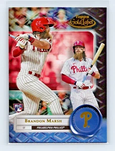 2022 Topps Gold Label #14 Brandon Marsh RC Clase 1 Negro Philadelphia Phillies - Imagen 1 de 2