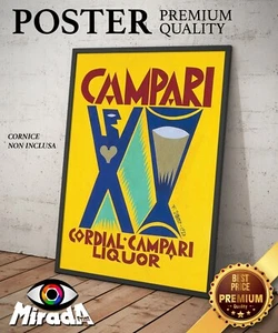 POSTER Vintage Fortunato Depero CAMPARI GIALLO BAR APERITIVO HAPPY HOUR QUALITY - Imagen 1 de 3