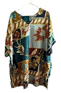 Top de caftán con retazos florales Naqui New York para mujer 3XL cuello en V elegante estilo boho - Imagen 1 de 7