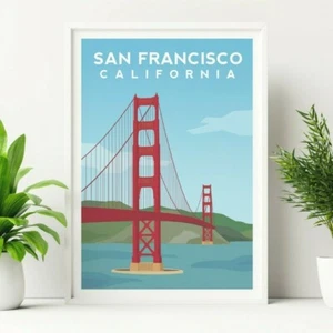 San Francisco Art Print, California USA Travel Poster, Original Illustration - Picture 1 of 6