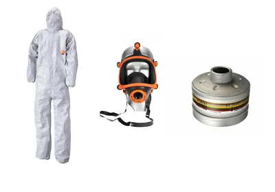 DUPONT SET Chemikalienanzug Tychem 6000F Gr. XXL + Vollmaske inkl. Gasfilter ABEK2hgP3