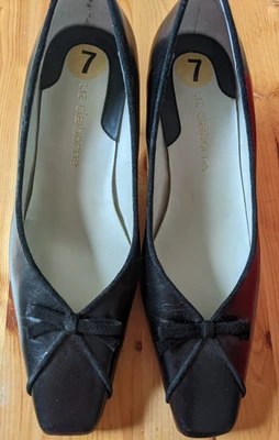 ZAPATOS DE SALÓN LIZ CLAIBORNE MUJER CUERO NEGRO TALLA 7 TACÓN GATITO Foto 1 de 4