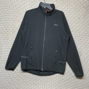 Asics Windbreaker Jacket Men’s Size L Full Zip And Pockets Black Water Wind - Picture 1 of 14