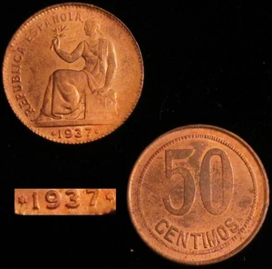 *GUTSE*310-II REPÚBLICA, 50 CÉNTIMOS 1937*3--, ORLA CUADRADOS B.O. SIN CIRCULAR. - Imagen 1 de 1