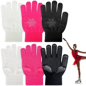 3 Pairs Ice Skating Gloves Figure Skating Accessories Gloves with Snowflake R... - Picture 1 of 7